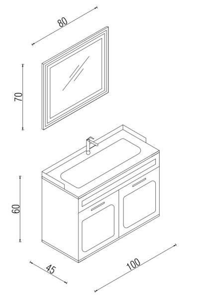 Kalay Sirius Banyo Dolabı Takımı 100cm Antrasit - 3