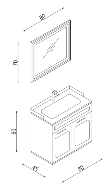 Kalay Sirius Banyo Dolabı Takımı 80cm Beyaz - 3