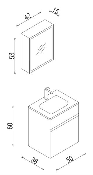 Kalay Solo Banyo Dolabı Takımı 50cm Antrasit - 3