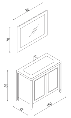 Kalay Tango Banyo Dolabı Takımı 100cm Cotto - 3