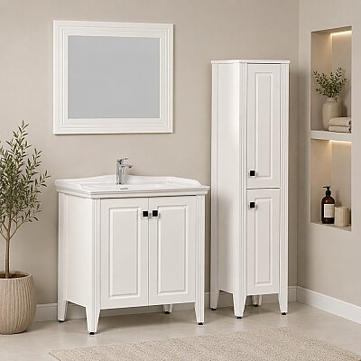 Kalay Tango Banyo Dolabı Takımı 80cm Krem - KALAY