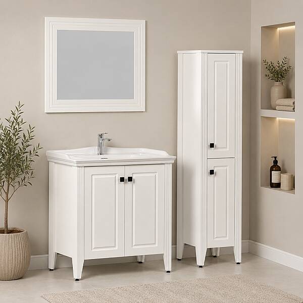 Kalay Tango Banyo Dolabı Takımı 80cm Krem - 1