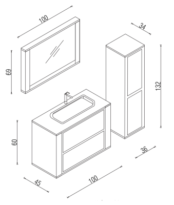 Kalay Union Banyo Dolabı Takımı 100cm Yeşil - 3