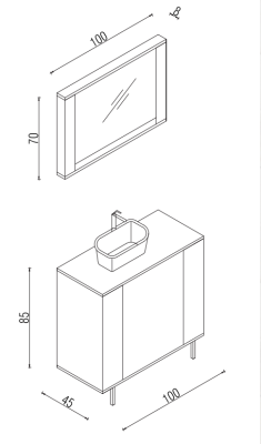 Kalay Vita Banyo Dolabı Takımı 100cm Altın-Beyaz - 3