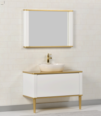 Kalay Vita Banyo Dolabı Takımı 100cm Altın-Beyaz - KALAY