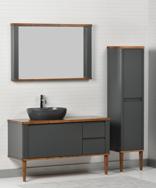 Kalay Vita Banyo Dolabı Takımı 120cm Siyah - 1