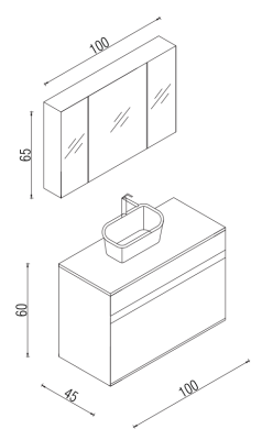 Kalay Viyana Banyo Dolabı Takımı 100cm Ceviz - 3