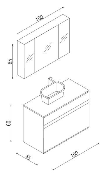 Kalay Viyana Banyo Dolabı Takımı 100cm Ceviz - 3