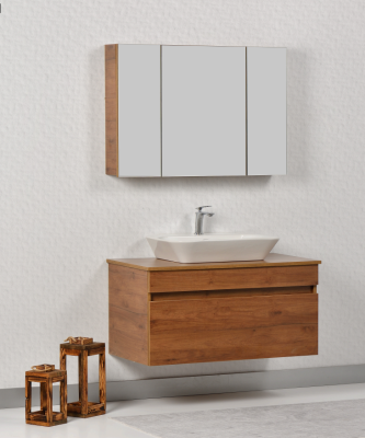 Kalay Viyana Banyo Dolabı Takımı 100cm Ceviz - KALAY