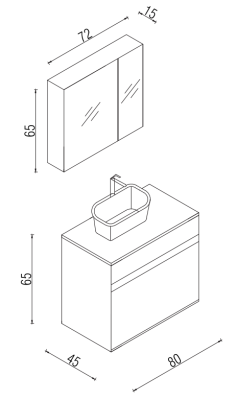 Kalay Viyana Banyo Dolabı Takımı 80cm Beyaz - 3
