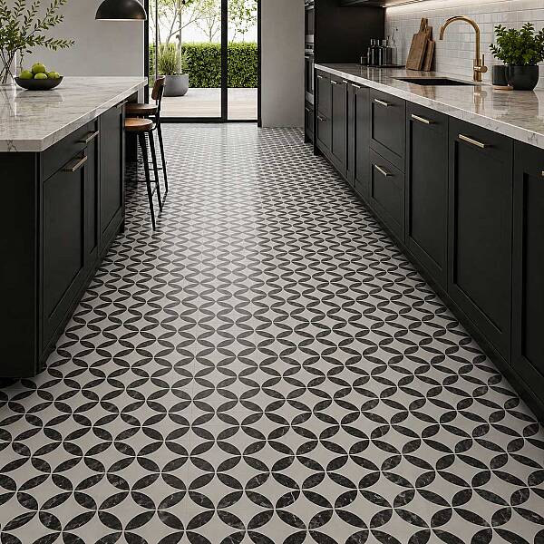 Kütahya Seramik 60x120 Black Calacatta Kristal Dekor Parlak Rektifiyeli - 1