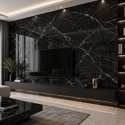 Kütahya Seramik 60x120 Black Calacatta Kristal Parlak Rektifiyeli - KÜTAHYA SERAMİK