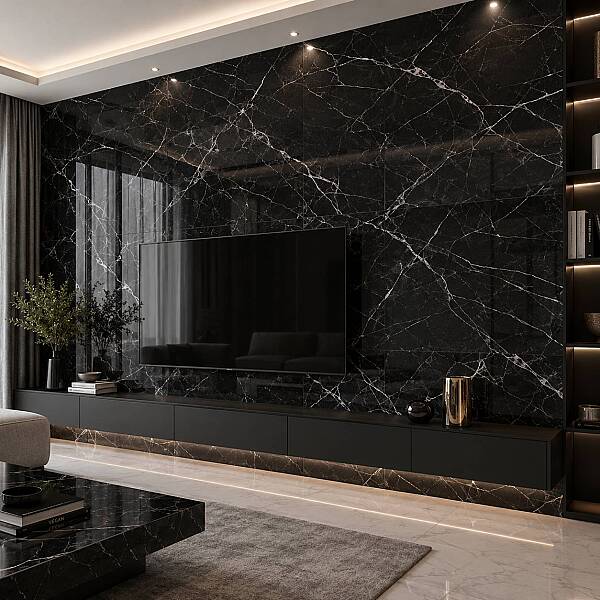 Kütahya Seramik 60x120 Black Calacatta Kristal Parlak Rektifiyeli - 1