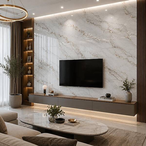 Kütahya Seramik 60x120 Adel Beyaz Rektifiye Parlak Nano - 1