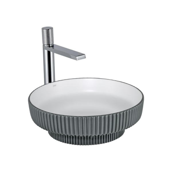 Lena E-W1501MGB Tezgah Üstü Lavabo Mat Gri & Beyaz - 1