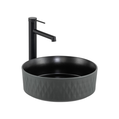 Lena E-W5001GS Tezgah Üstü Lavabo Mat Gri & Siyah - 1