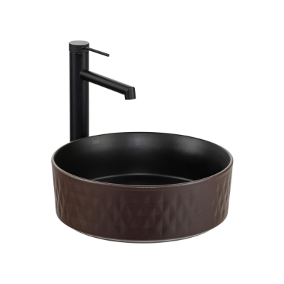 Lena E-W5001KS Tezgah Üstü Lavabo Mat Kahve & Siyah - 1