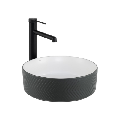 Lena E-W5002GB Tezgah Üstü Lavabo Mat Gri & Parlak Beyaz - 1