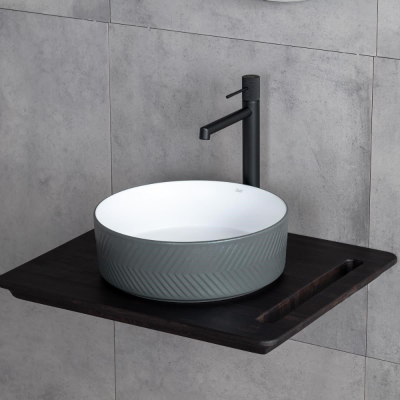 Lena E-W5002GB Tezgah Üstü Lavabo Mat Gri & Parlak Beyaz - 2