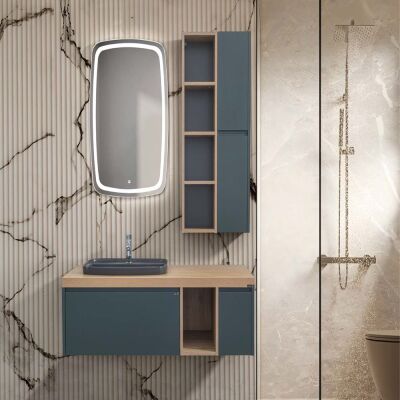 Lineart Aqua Banyo Dolabı 130 cm Meşe - Orman Yeşili - 1