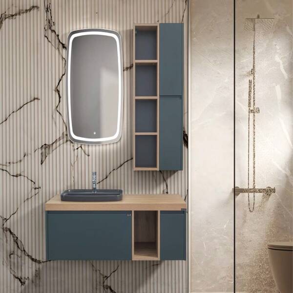 Lineart Aqua Banyo Dolabı 130 cm Meşe - Orman Yeşili - 1