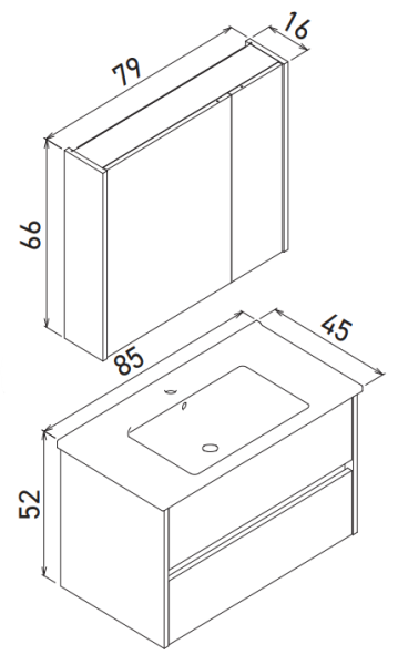 Orka Arno Çekmeceli Banyo Dolabı Takımı 85 cm Antrasit - 4