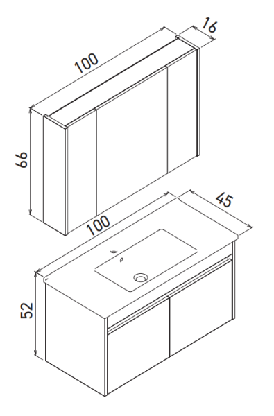 Orka Arno Kapaklı Banyo Dolabı Takımı 100 cm Kaşmir - 4