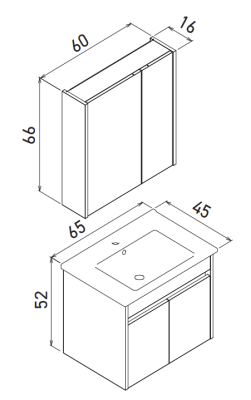 Orka Arno Kapaklı Banyo Dolabı Takımı 65 cm Beyaz - 3