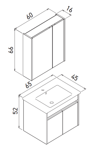 Orka Arno Kapaklı Banyo Dolabı Takımı 65 cm Beyaz - 3