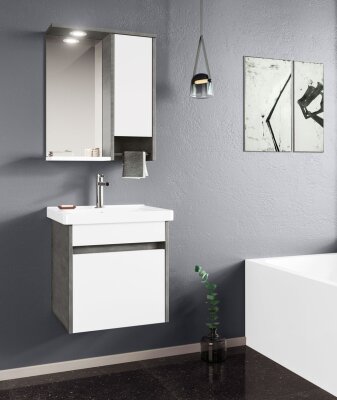 Orka Aydos Banyo Dolabı Takımı 55cm Retro Gümüş - ORKA BANYO