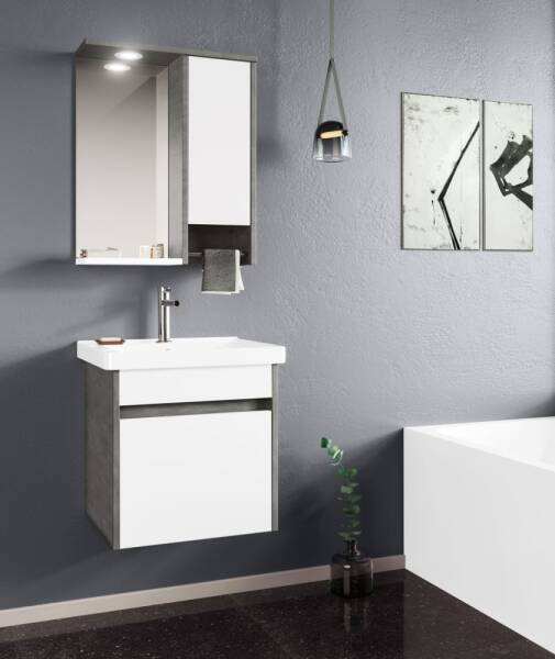 Orka Aydos Banyo Dolabı Takımı 55cm Retro Gümüş - 1