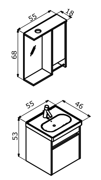 Orka Aydos Banyo Dolabı Takımı 55cm Retro Gümüş - 2