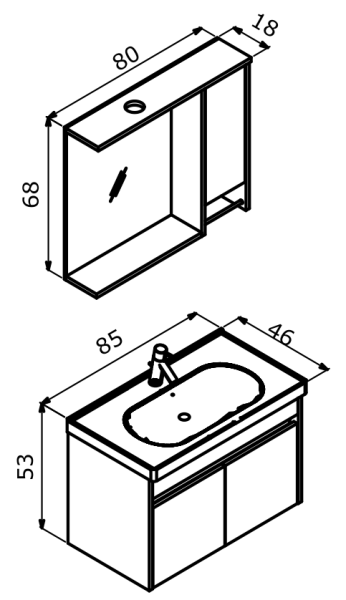Orka Aydos Banyo Dolabı Takımı 85cm Retro Gümüş - 4