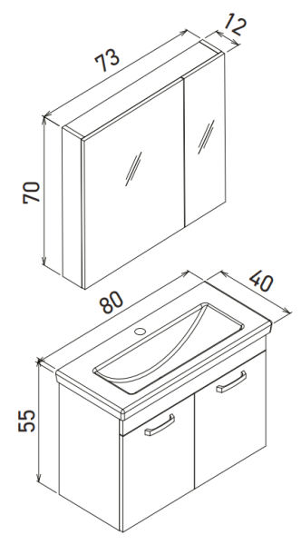 Orka Bafa Banyo Dolabı Takımı 80cm Beyaz - 3