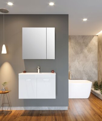 Orka Bafa Banyo Dolabı Takımı 80cm Beyaz - ORKA BANYO