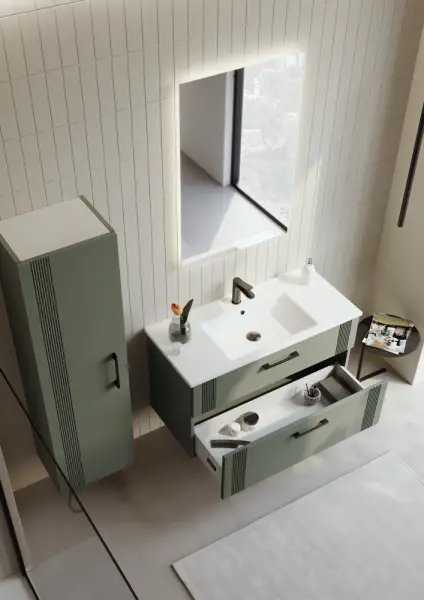 Orka Bari Banyo Dolabı Takımı 100 cm Yeşil - 3