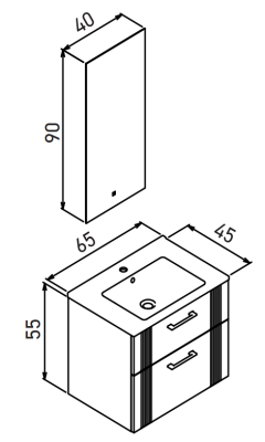 Orka Bari Banyo Dolabı Takımı 65 cm Antrasit - 2