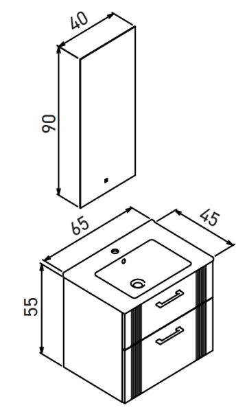 Orka Bari Banyo Dolabı Takımı 65 cm Antrasit - 2