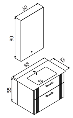 Orka Bari Banyo Dolabı Takımı 85 cm Beyaz - 3