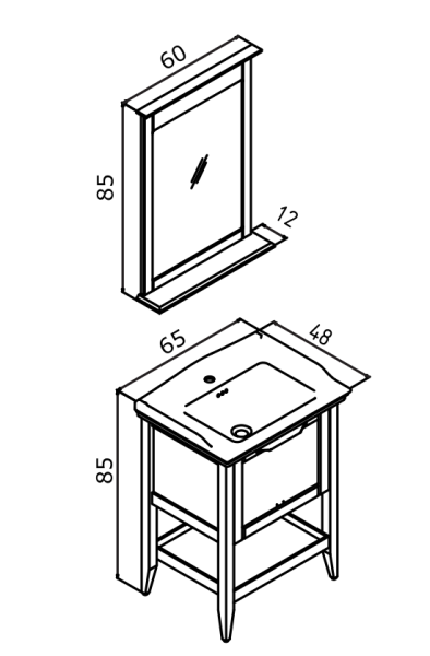Orka Bastle Banyo Dolabı Takımı 65 cm Antrasit - 3