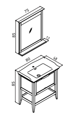 Orka Bastle Banyo Dolabı Takımı 80 cm Lacivert - 4