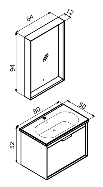 Orka Clay Banyo Dolabı Takımı 80 cm Sahra - 3