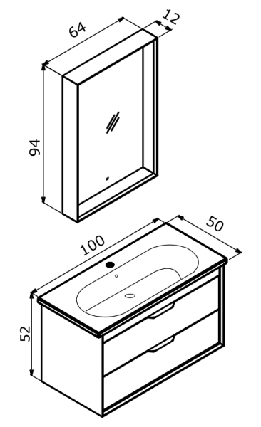 Orka Clay Çift Çekmeceli Banyo Dolabı Takımı 100 cm Toprak - 3