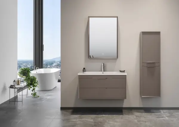 Orka Clay Çift Çekmeceli Banyo Dolabı Takımı 100 cm Toprak - 1