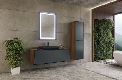 Orka Craft Banyo Dolabı Takımı 120 cm Ceviz - Antrasit - 2