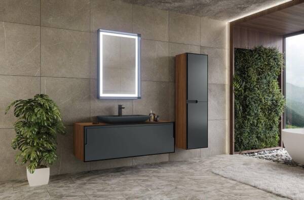 Orka Craft Banyo Dolabı Takımı 120 cm Ceviz - Antrasit - 2