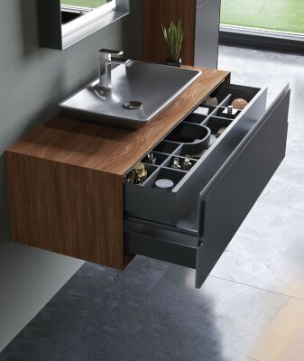 Orka Craft Banyo Dolabı Takımı 120 cm Ceviz - Antrasit - 3