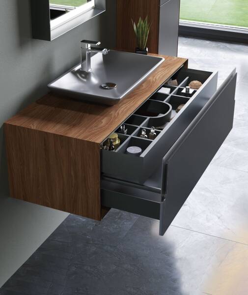 Orka Craft Banyo Dolabı Takımı 120 cm Ceviz - Antrasit - 3