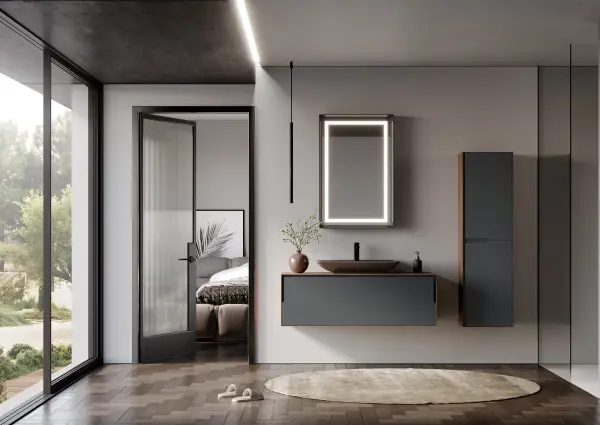 Orka Craft Banyo Dolabı Takımı 120 cm Ceviz - Antrasit - 1