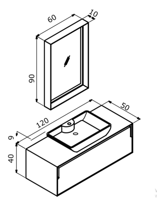 Orka Craft Banyo Dolabı Takımı 120 cm Ceviz - Antrasit - 4